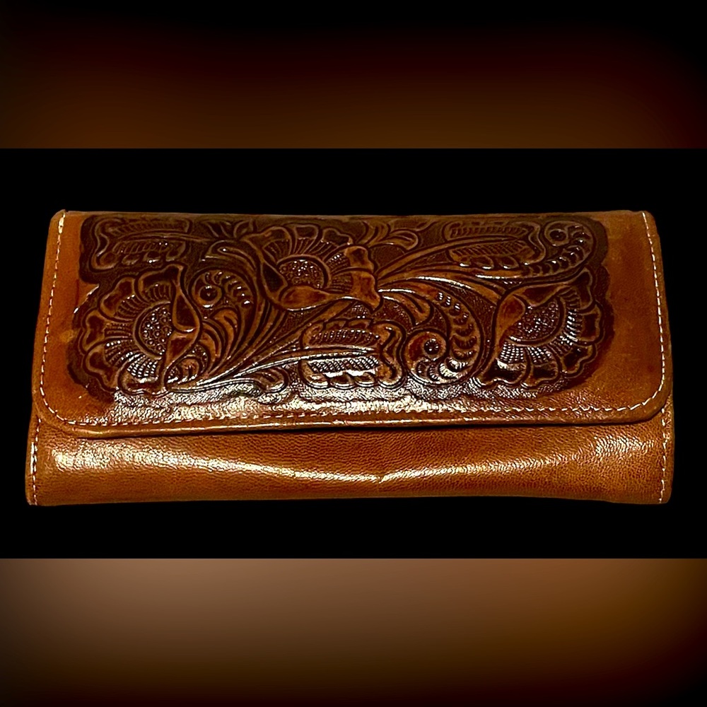 Brown Mexican embossed leather wallet